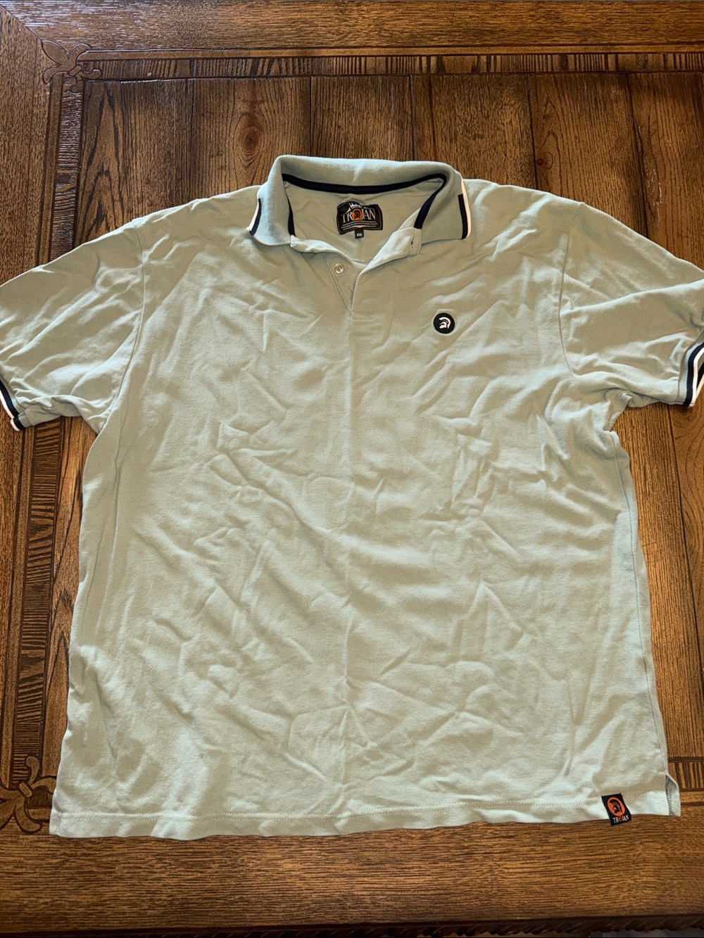 Trojan Light Sage Polo with Contrast Trim - Casual Men's Short Sleeve